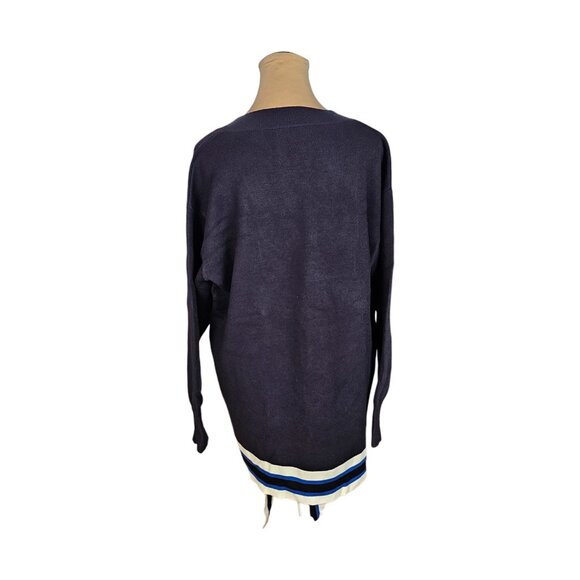 Sandro Paris Navy Blue Tie Front Sweater Sz 3 US L - Picture 7 of 10